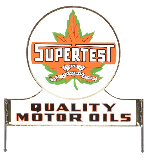 Rare Supertest Quality Motor Oils Die Cut Porcelain Rack Sign.