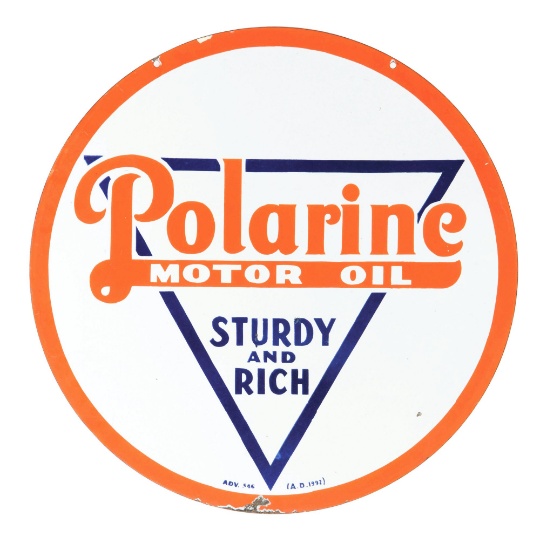 Polarine Sturdy & Rich Motor Oil Porcelain Sign.