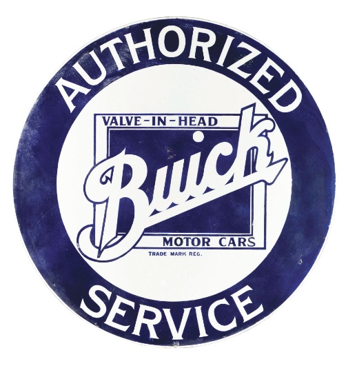 Buick Motor Cars Authorized Service Porcelain Sign.