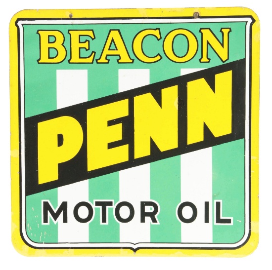Beacon Penn Motor Oil Porcelain Curb Sign.