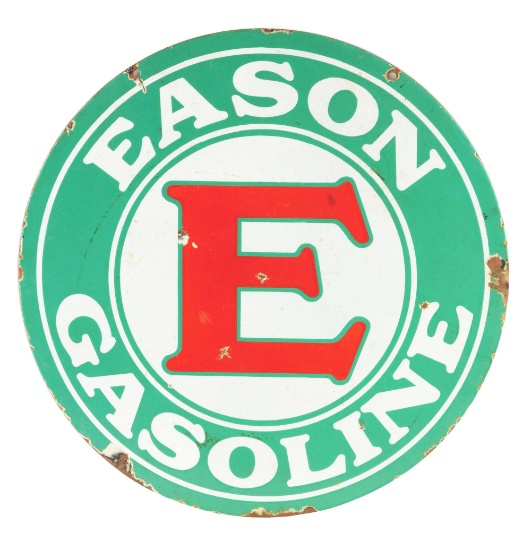 Eason Gasoline Porcelain Curb Sign.
