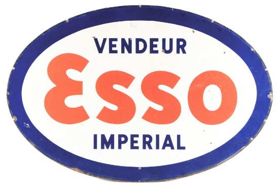 Esso Imperial Gasoline Porcelain Sign.