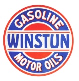 Rare Winstun Gasoline & Motor Oils Porcelain Curb Sign.