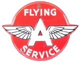 Flying A Service Die Cut Embossed Porcelain Sign W/ Wing Graphic.