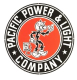 Pacific Power & Light Company Porcelain Sign W/ Ready Kilowatt Graphic.