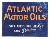 Atlantic & Polarine Motor Oils Tin Service Station Flange Sign.