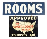 Approved Tourists Aid & Rooms Two Piece Tin Sign.