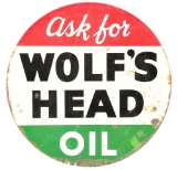 Wolf's Head Motor Oil Tin Sign.