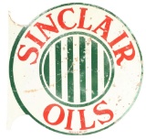 Sinclair Oils Tin Service Station Flange Sign W/ Bar Graphic.