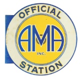 AMA American Motorcyclist Association Official Station Tin Flange Sign.