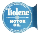 New Old Stock Tiolene Motor Oil Tin Flange Sign.