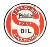 Standard Gasoline & Polarine Motor Oil Of New Jersey Porcelain Curb Sign.