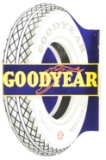 Goodyear Tires Porcelain Flange Sign W/ Tire Graphic.