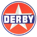 Derby Gasoline Porcelain Sign W/ Star Graphic.