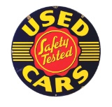 Safety Tested Used Cars Porcelain Dealership Sign.