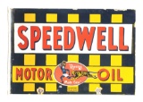 Speedwell Motor Oil Porcelain Flange Sign.