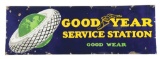 Goodyear Tires Service Station Porcelain Sign W/ Green Globe Graphic.