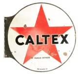 Texaco Caltex Motor Oil Porcelain Flange Sign.