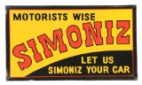 Simoniz Auto Polish EmbTin Sign W/ Self Framed Edge.