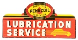 Pennzoil Lubrication Service Embossed Tin Sign W/ Wood Backing.