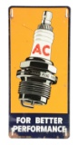 AC Spark Plugs Tin Sign W/ Spark Plug Graphic.