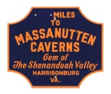 Massanutten Caverns Die Cut Porcelain Mile Marker Sign.