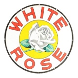 White Rose Gasoline Porcelain Sign W/ Rose Graphic.