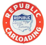 Republic Carloading Porcelain Sign W/ United States Graphic.