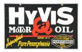 Hyvis Motor Oil Porcelain Curb Sign.