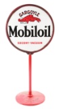 Outstanding Mobiloil Gargoyle Porcelain Lollipop Sign.