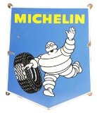 Michelin Tires Porcelain Sign W/ Bibendum & Tire Graphic.