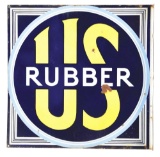US Rubber Tires Porcelain Flange Sign.