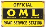 Ontario Motor League Road Service Station Porcelain Sign.