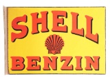 Shell Benzin Porcelain Flange Sign W/ Shell Graphic.