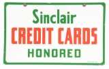 Sinclair Gasoline Credit Cards Honored Porcelain Service Station Sign.