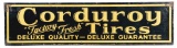 Rare Corduroy Factory Fresh Tires Tin Sign W/ Original Wood Backing.