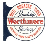 Worthmore Auto Supplies Store Tin Flange Sign.