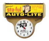 Auto Light Batteries Glass Face Service Station Display Clock.