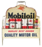 Mobiloil World's Best Known Quality Motor Oil Tin Quart Can Rack W/ Pegasus Graphics.