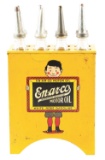 Enarco Motor Oil Service Station Oil Bottle Can Rack W/ Eight Original Enarco Glass Oil Bottles.