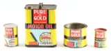 Lot of 4: Pep Boys Pure As Gold Oil & Grease Cans.