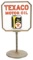 Texaco Motor Oil Porcelain Lollipop Sign W/ Pouring Can Graphic.