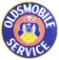 Oldsmobile Motor Cars Service Porcelain Sign W/ Crest Graphic.
