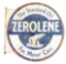 Zeroline Motor Oil Porcelain Flange Sign W/ Polar Bear Graphic.