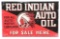 Rare Red Indian Auto Oil For Sale Here Tin Flange Sign.