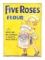 Rare Five Roses Flour Embossed Tin Sign W/ Girl & Flour Sack Graphic.