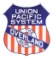 Union Pacific Railway Overland Route Porcelain Shield Sign.