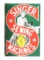 Singer Sewing Machines Porcelain Flange Sign W/ Outstanding Graphic.