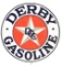 Derby Gasoline Porcelain Service Station Sign W/ Original Metal Frame.