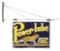 Powerlube Motor Oil Porcelain Sign W/ Tiger Graphic & Metal Hanging Bracket.